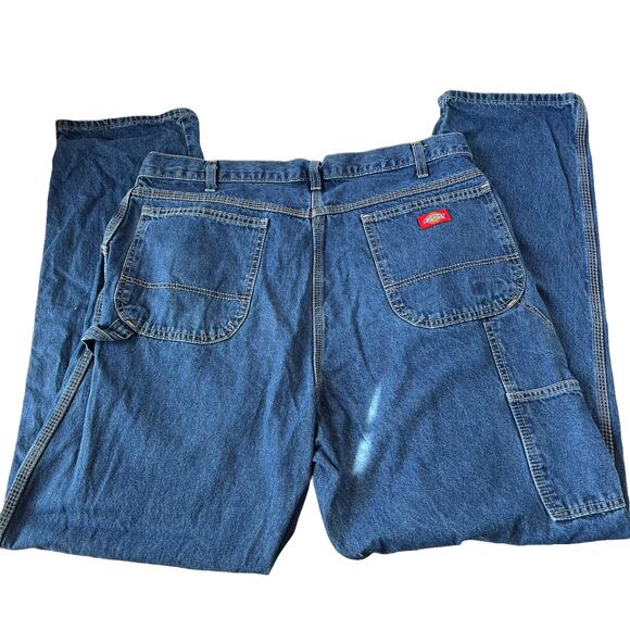 Dickies Carpenter Mens Jeans 38x32 Y2K Utility Street Work Relax Fit Dark Wash - Picture 5 of 11